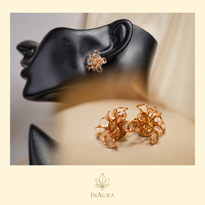 Rosegold üvegvirág hatású fülbevaló, Ékszer, Fülbevaló, Fülékszer, Ékszerkészítés, MESKA