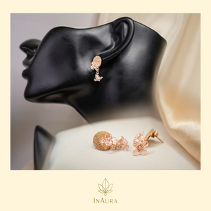 Rózsaszín üvegvirág hatású fülbevaló, Ékszer, Fülbevaló, Lógó fülbevaló, Ékszerkészítés, MESKA