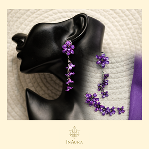 Lila virágos lógós fülbevaló - Meska.hu