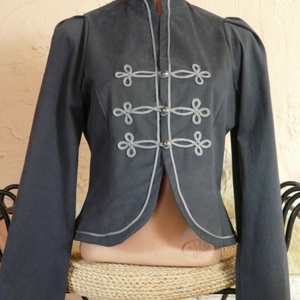 Paszományos vászon blézer kék, szürke zsinórral -  - Meska.hu