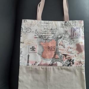 Párizsi mintás bevásárló táska - táska & tok - bevásárlás & shopper táska - shopper, textiltáska, szatyor - Meska.hu