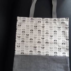 Fehér-szürke mintás bevásárlótáska - táska & tok - bevásárlás & shopper táska - shopper, textiltáska, szatyor - Meska.hu