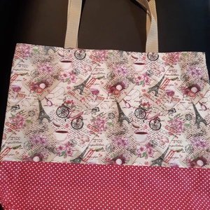 Párizsi mintás bevásárlótáska - táska & tok - bevásárlás & shopper táska - shopper, textiltáska, szatyor - Meska.hu