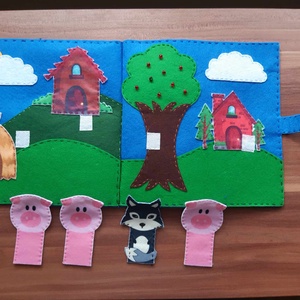 A három kismalac (ujjbábos meséskönyv) - játék & sport - bábok - báb készlet - Meska.hu