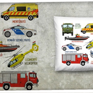 munkagépes, mentő járgányos vagy vonatos párna - otthon & életmód - babaszoba, gyerekszoba - babaszoba, gyerekszoba - Meska.hu