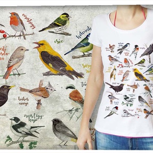 Énekes madarak fehér női pólón 1 szabás, Ruha & Divat, Női ruha, Póló, felső, Festészet, Mindenmás, MESKA