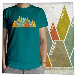 15 hegycsúcs - Magyar hegységek - Jó minőségű klasszikus férfi póló , Ruha & Divat, Férfi ruha, Póló, Fotó, grafika, rajz, illusztráció, MESKA