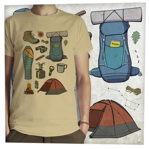 Túrázós  - Prémium bio férfi póló , Ruha & Divat, Férfi ruha, Póló, Fotó, grafika, rajz, illusztráció, MESKA