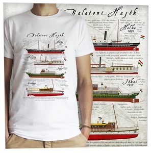 Balatoni hajók -  Jó minőségű klasszikus férfi póló, Ruha & Divat, Férfi ruha, Póló, Fotó, grafika, rajz, illusztráció, MESKA