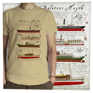 Balatoni hajók -  Jó minőségű klasszikus férfi póló - ruha & divat - férfi ruha - póló - Meska.hu