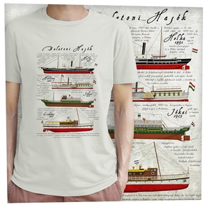 Balatoni hajók - Prémium bio férfipóló, Ruha & Divat, Férfi ruha, Póló, Fotó, grafika, rajz, illusztráció, MESKA