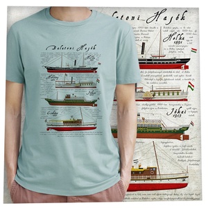 Balatoni hajók - Prémium bio férfipóló - ruha & divat - férfi ruha - póló - Meska.hu