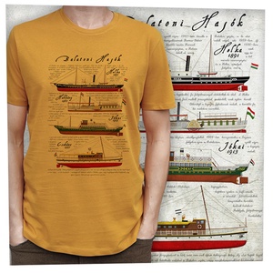 Balatoni hajók - Prémium bio férfipóló - ruha & divat - férfi ruha - póló - Meska.hu
