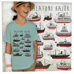 Balatoni hajók - Prémium bio gyerekpóló, Ruha & Divat, Gyerekruha, Póló, Fotó, grafika, rajz, illusztráció, MESKA