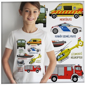 Mentő járművek - Prémium bio gyerekpóló, Ruha & Divat, Gyerekruha, Póló, Fotó, grafika, rajz, illusztráció, MESKA