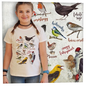 Madarak - Jó minőségű karcsúsított lányka póló , Ruha & Divat, Gyerekruha, Póló, Fotó, grafika, rajz, illusztráció, MESKA