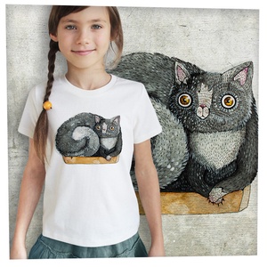 Szürke macska - Prémium bio gyerekpóló, Ruha & Divat, Gyerekruha, Póló, Fotó, grafika, rajz, illusztráció, MESKA