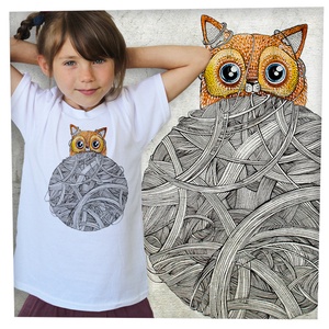 Cica gombolyaggal - Jó minőségű klasszikus gyerekpóló, Ruha & Divat, Gyerekruha, Póló, Fotó, grafika, rajz, illusztráció, MESKA