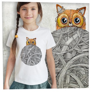 Cica gombolyaggal - Prémium bio gyerekpóló, Ruha & Divat, Gyerekruha, Póló, Fotó, grafika, rajz, illusztráció, MESKA