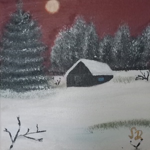 Hegyi házikó, Művészet, Festmény, Akril, Festészet, MESKA