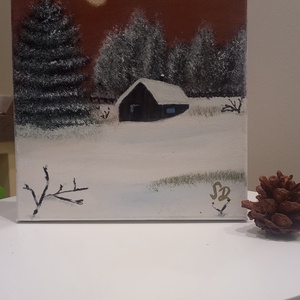 Hegyi házikó - művészet - festmény - akril - Meska.hu