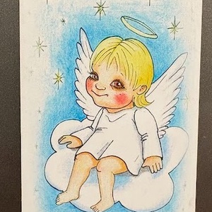 Hűtőmágnes - Angyalka, Otthon & Életmód, Konyhafelszerelés, tálalás, Konyhai dekoráció, Hűtőmágnes, Fotó, grafika, rajz, illusztráció, MESKA