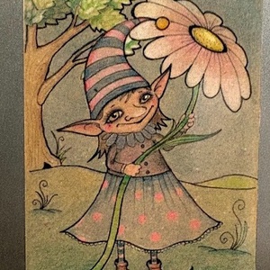 Hűtőmágnes - Tavaszi manólány, Otthon & Életmód, Konyhafelszerelés, tálalás, Konyhai dekoráció, Hűtőmágnes, Fotó, grafika, rajz, illusztráció, MESKA