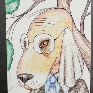 Hűtőmágnes - Kapó Elemér szemüveges kutyus, Otthon & Életmód, Konyhafelszerelés, tálalás, Konyhai dekoráció, Hűtőmágnes, Fotó, grafika, rajz, illusztráció, MESKA