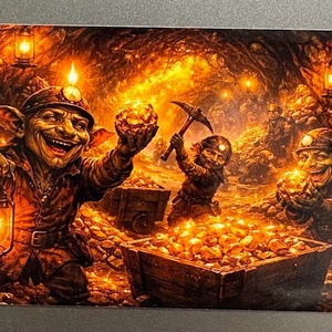 Hűtőmágnes - Koboldok az aranybányában, Otthon & Életmód, Konyhafelszerelés, tálalás, Konyhai dekoráció, Hűtőmágnes, Fotó, grafika, rajz, illusztráció, MESKA