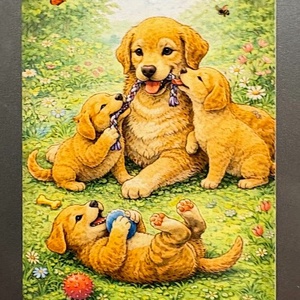 Hűtőmágnes - Kutyamama kiskutyáival, Otthon & Életmód, Konyhafelszerelés, tálalás, Konyhai dekoráció, Hűtőmágnes, Fotó, grafika, rajz, illusztráció, MESKA