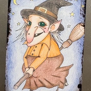 Hűtőmágnes - Boszorkány, Otthon & Életmód, Konyhafelszerelés, tálalás, Konyhai dekoráció, Hűtőmágnes, Fotó, grafika, rajz, illusztráció, MESKA