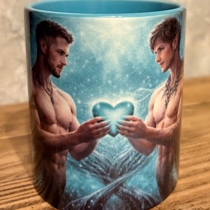 Szerelmes sellő fiúk az óceánban bögre, Otthon & Életmód, Konyhafelszerelés, tálalás, Tálalás, Bögre & Csésze, Fotó, grafika, rajz, illusztráció, MESKA