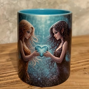 Szerelmes sellő lányok az óceánban bögre, Otthon & Életmód, Konyhafelszerelés, tálalás, Tálalás, Bögre & Csésze, Fotó, grafika, rajz, illusztráció, MESKA
