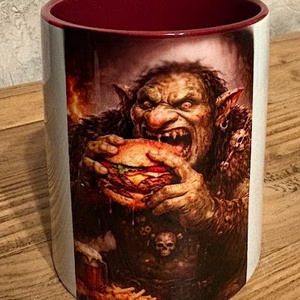 Hamburgert faló troll bögre, Otthon & Életmód, Konyhafelszerelés, tálalás, Tálalás, Bögre & Csésze, Fotó, grafika, rajz, illusztráció, MESKA