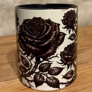 Gótikus fekete rózsa bögre, Otthon & Életmód, Konyhafelszerelés, tálalás, Tálalás, Bögre & Csésze, Fotó, grafika, rajz, illusztráció, MESKA