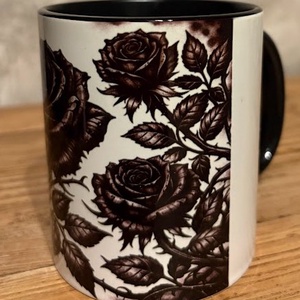 Gótikus fekete rózsa bögre - otthon & életmód - konyhafelszerelés, tálalás - tálalás - bögre & csésze - Meska.hu