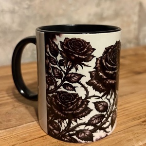 Gótikus fekete rózsa bögre - otthon & életmód - konyhafelszerelés, tálalás - tálalás - bögre & csésze - Meska.hu