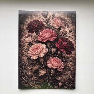 Képeslap - Gótikus szegfűk, Otthon & Életmód, Papír, írószer, Ajándékozás kellékei, Képeslap, üdvözlőlap, Fotó, grafika, rajz, illusztráció, MESKA