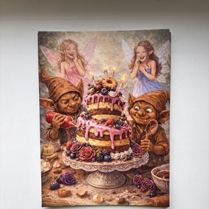 Képeslap - Koboldok béna tortája, Otthon & Életmód, Papír, írószer, Ajándékozás kellékei, Képeslap, üdvözlőlap, Fotó, grafika, rajz, illusztráció, MESKA