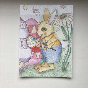 Képeslap - Húsvéti tojásfestés-2, Otthon & Életmód, Papír, írószer, Ajándékozás kellékei, Képeslap, üdvözlőlap, Fotó, grafika, rajz, illusztráció, MESKA