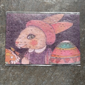 Hűtőmágnes puzzle - Húsvéti nyúl hímes tojással, Otthon & Életmód, Konyhafelszerelés, tálalás, Konyhai dekoráció, Hűtőmágnes, Fotó, grafika, rajz, illusztráció, MESKA