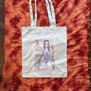 Világoszöld vászonszatyor entlány mintával, Táska & Tok, Bevásárlás & Shopper táska, Shopper, textiltáska, szatyor, Fotó, grafika, rajz, illusztráció, MESKA