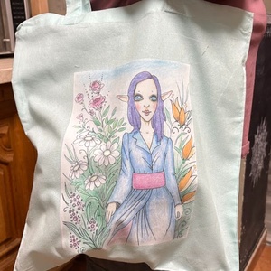 Világoszöld vászonszatyor entlány mintával - táska & tok - bevásárlás & shopper táska - shopper, textiltáska, szatyor - Meska.hu