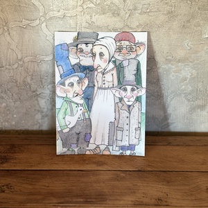 Képeslap - Furcsa társaság, Otthon & Életmód, Papír, írószer, Ajándékozás kellékei, Képeslap, üdvözlőlap, Fotó, grafika, rajz, illusztráció, MESKA