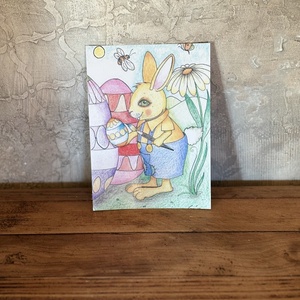 Képeslap - Húsvéti tojásfestés-2, Ünnepi díszek, dekorációk, Húsvéti díszek és dekorációk, Húsvéti képeslapok, Fotó, grafika, rajz, illusztráció, MESKA