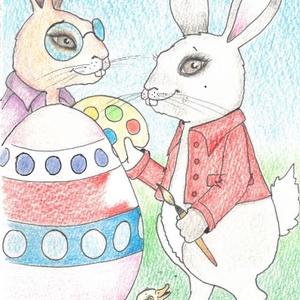 Képeslap - Húsvéti tojásfestés - ünnepi díszek, dekorációk - húsvéti díszek és dekorációk - húsvéti képeslapok - Meska.hu