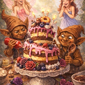 Képeslap - Koboldok béna tortája - otthon & életmód - papír, írószer - ajándékozás kellékei - képeslap, üdvözlőlap - Meska.hu