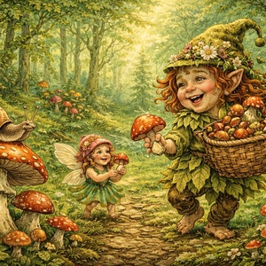 Képeslap - Manólány az erdőben - otthon & életmód - papír, írószer - ajándékozás kellékei - képeslap, üdvözlőlap - Meska.hu