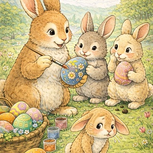 Képeslap - vicces húsvéti nyuszi család - ünnepi díszek, dekorációk - húsvéti díszek és dekorációk - húsvéti képeslapok - Meska.hu