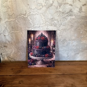 Képeslap - gótikus torta, Otthon & Életmód, Papír, írószer, Ajándékozás kellékei, Képeslap, üdvözlőlap, Fotó, grafika, rajz, illusztráció, MESKA